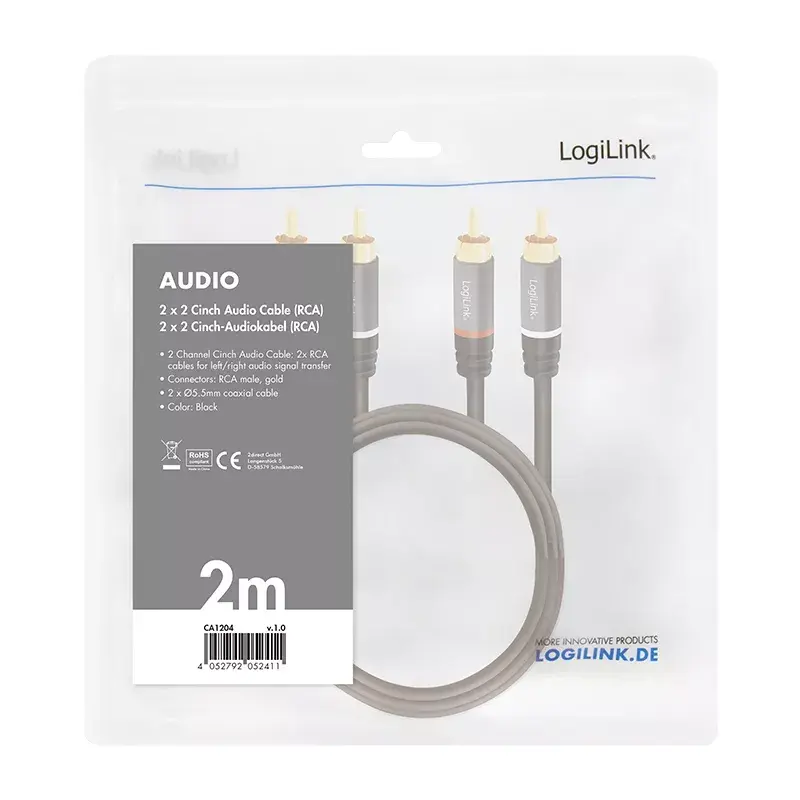 Audio kabelis 2 m LogiLink CA1204