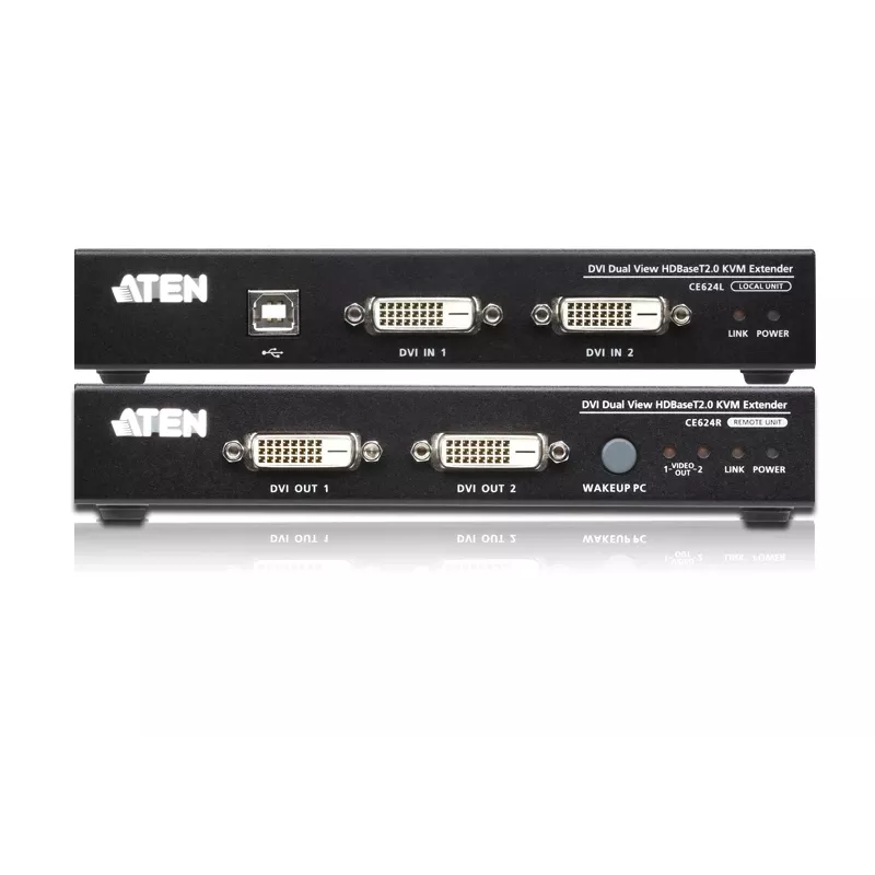 ATEN USB 2.0 DVI Dual View HDBase T2.0 KVM paplašinātājs ar audio un RS232 (150 m)
