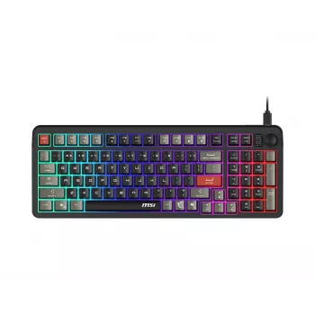 Klaviatūra MSI Forge GK110 — pilna izmēra (100%), USB vadu, QWERTY US angļu, membrāna, RGB fona apgaismojums, 97 taustiņi, melna