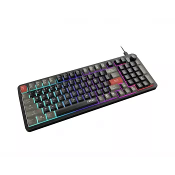 Klaviatūra MSI Forge GK110 — pilna izmēra (100%), USB vadu, QWERTY US angļu, membrāna, RGB fona apgaismojums, 97 taustiņi, melna