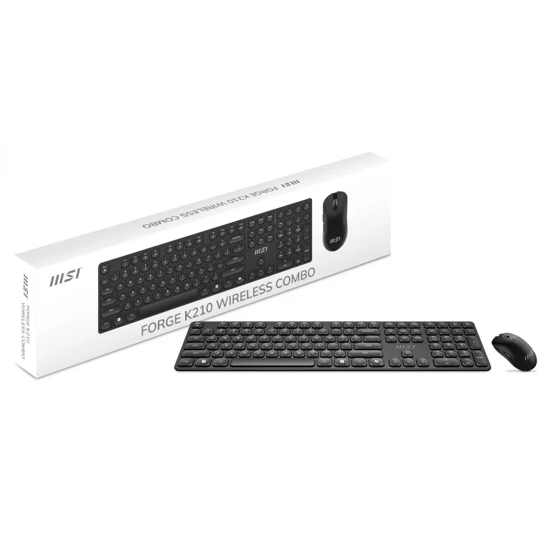 MSI FORGE K210 WIRELESS COMBO klaviatūra Peles komplektā Mājai/Birojam USB QWERTY US English Melna