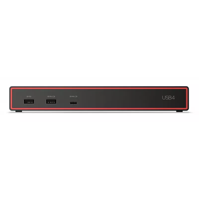 Dokstacija Lenovo ThinkPad USB4 Dock 5000 — vadu Thunderbolt 4, 65 W jaudas padeve, 3840×2160, HDMI, 4× USB-A, Gigabit Ethernet, melna