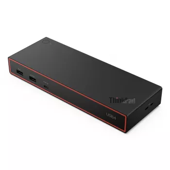 Dokstacija Lenovo ThinkPad USB4 Dock 5000 — vadu Thunderbolt 4, 65 W jaudas padeve, 3840×2160, HDMI, 4× USB-A, Gigabit Ethernet, melna