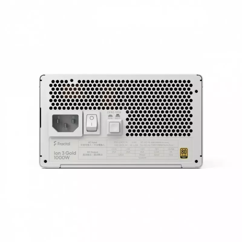 Barošanas avots fractal design FDE Ion 3 GOLD 1000W 80+ GOLD balta — 1000 W, 80+ Gold efektivitāte, ATX