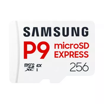 microSDXC atmiņas karte Samsung P9 Express 256 GB — UHS-I, lasīšanas ātrums 800 MB/s, V30, U1, izturīga