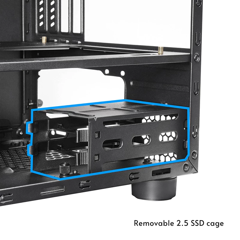 Datora korpuss CHIEFTEC CI-03B-OP Cube melns — Cube formas faktors, atbalsta Micro ATX/Mini-ITX, 2x3,5 collu + 2x2,5 collu nodalījumi, 1x200 mm priekšējais ventilators