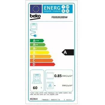Beko FSS52020DW Brīvi stāvoša plīts Elektriskā Gāze Balta