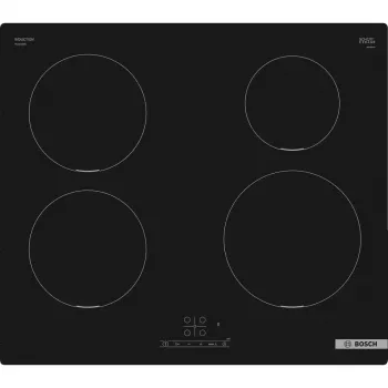 Indukcijas plīts virsma Bosch Serie 4 PUE611BB5D, 4 zonu bezrāmja, melna, 59,2×51 mm, stikla keramika, skārienvadība