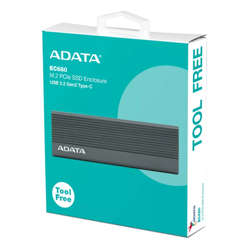 SSD korpuss ADATA EC680 pelēks M.2 USB Type-C PCIe