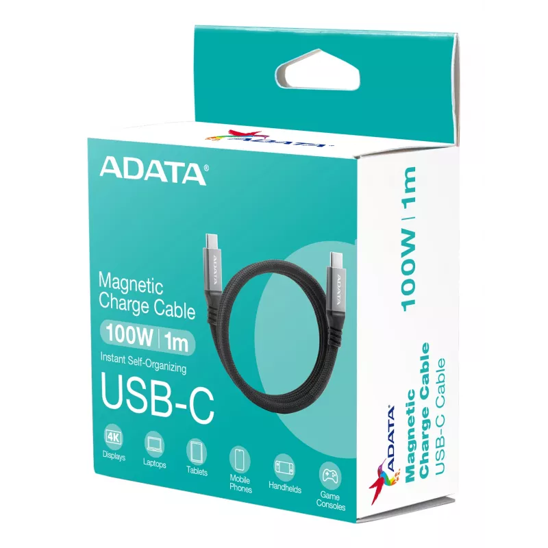USB-C uz USB-C datu kabelis ADATA CACCU3-100W-100AN-BK — USB 3.2 Gen 2 (10 Gbit/s), 1 m, melns