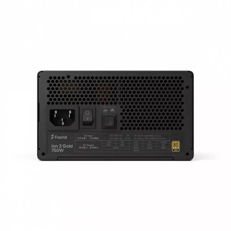 Barošanas bloks fractal design FDE Ion 3 GOLD 750W 80+ GOLD Melns, modulārs ATX, 750W izeja