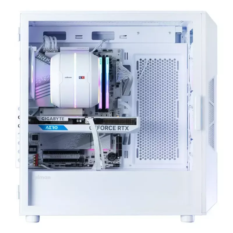 Datora korpuss Zalman I3 NEO V2 balta Midi Tower, ATX/Mini-ITX, rūdīts stikls, 3x120mm priekšējie ventilatori, USB 3.2 Gen1