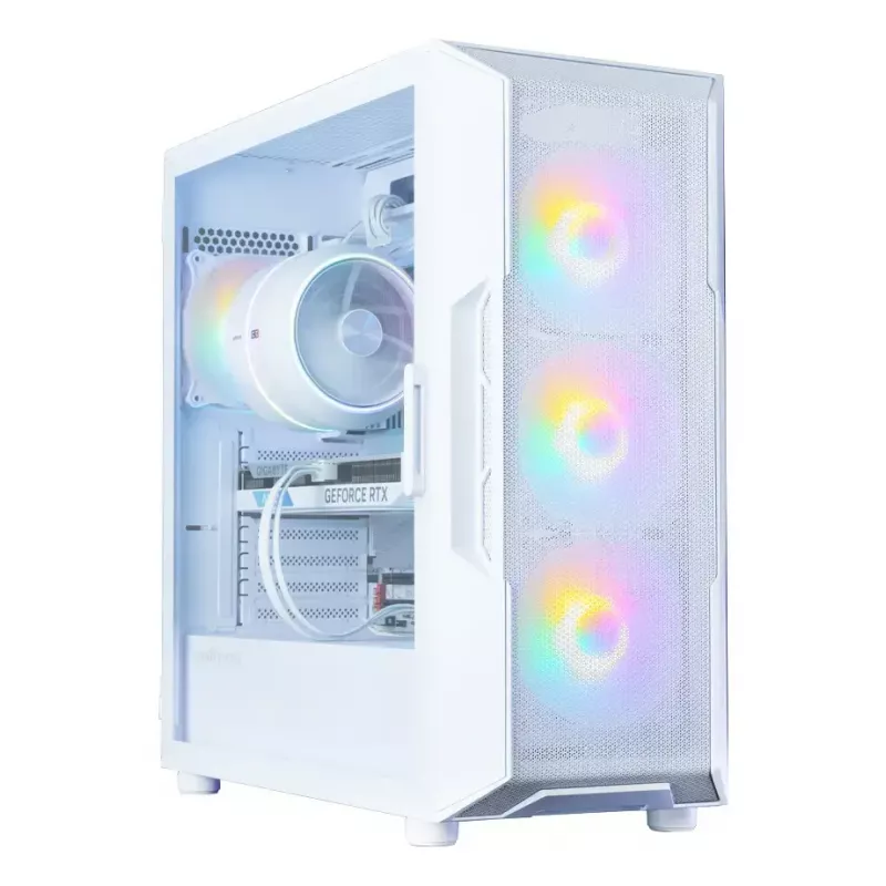 Datora korpuss Zalman I3 NEO V2 balta Midi Tower, ATX/Mini-ITX, rūdīts stikls, 3x120mm priekšējie ventilatori, USB 3.2 Gen1