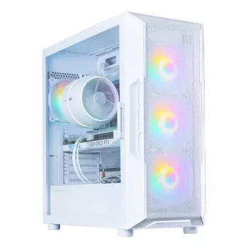 Datora korpuss Zalman I3 NEO V2 balta Midi Tower, ATX/Mini-ITX, rūdīts stikls, 3x120mm priekšējie ventilatori, USB 3.2 Gen1