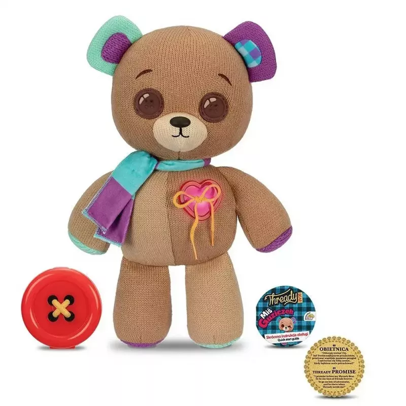 Plīša interaktīvā maskota Cobi Thready Bear — ar kustību aktivizējama rotaļlieta ar skaņu un sensoriem