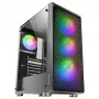 Mars Gaming MC-F melns, ATX spēļu vidējais tornis, pilna rūdīta stikla logs, metāla sieta priekšpuse, 4x 120mm ARGB ventilatori