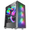 Mars Gaming MC-F melns, ATX spēļu vidējais tornis, pilna rūdīta stikla logs, metāla sieta priekšpuse, 4x 120mm ARGB ventilatori