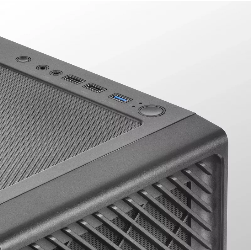 Mars Gaming MC-F melns, ATX spēļu vidējais tornis, pilna rūdīta stikla logs, metāla sieta priekšpuse, 4x 120mm ARGB ventilatori