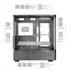 PC korpuss TACENS Mars Gaming MCLCDPRO Midi Tower — Melns, IPS 7.2 collu Displejs, Apakšējais barošanas bloks, ATX/Micro‑ATX/Mini‑ITX atbalsts
