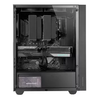 PC korpuss TACENS Mars Gaming MC-PMAX Midi Tower — ATX/Micro-ATX/Mini-ITX, priekšā 3x120 mm, aizmugurē 1x120 mm, 2x3.5 collu & 2x2.5 collu nodalījumi, melns