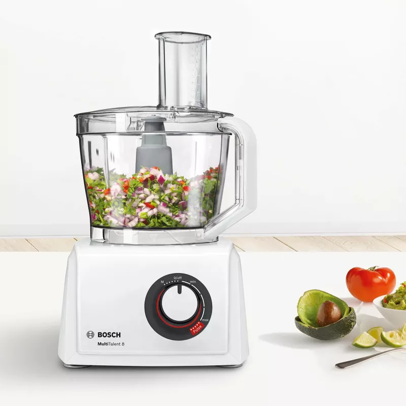 Virtuves kombains Bosch MC812W501 — 1000 W, 3,9 L bļoda, balta, nerūsējošā tērauda asmeņi