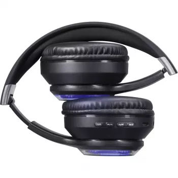Austiņas DEFENDER FreeMotion B400 — vadu un bezvadu, USB-C, AUX, slēgtas supraaural austiņas, 20–20000 Hz, 118 dB, LED fona apgaismojums, melnas