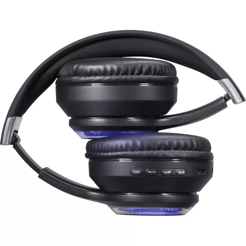 Austiņas DEFENDER FreeMotion B400 — vadu un bezvadu, USB-C, AUX, slēgtas supraaural austiņas, 20–20000 Hz, 118 dB, LED fona apgaismojums, melnas