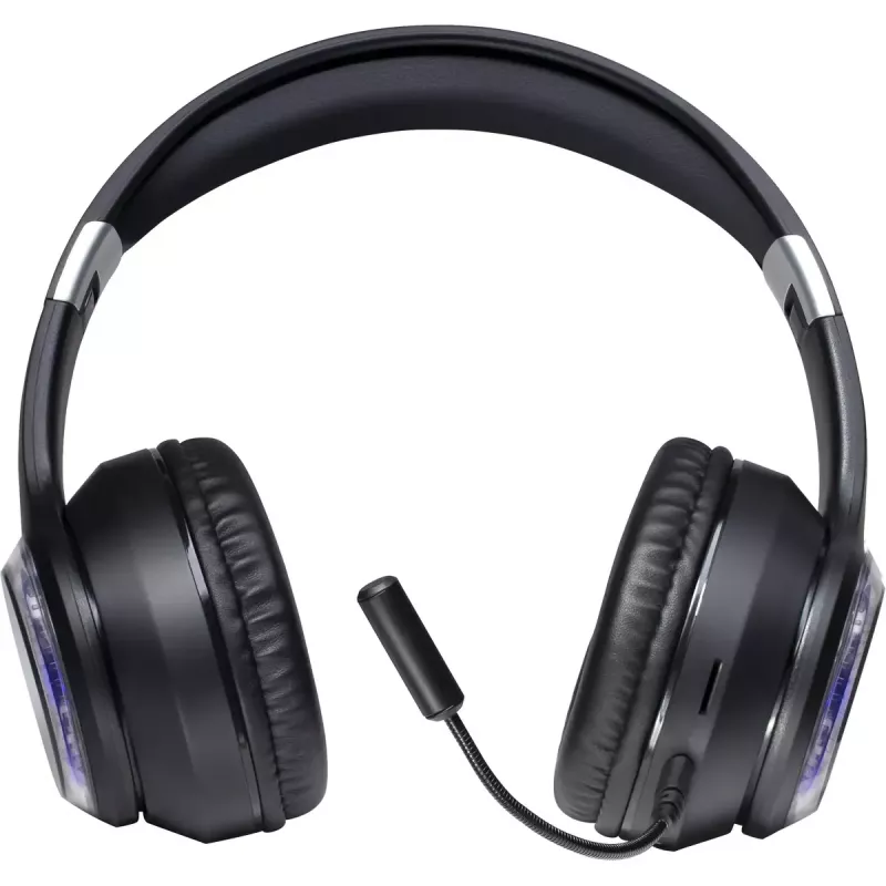 Austiņas DEFENDER FreeMotion B400 — vadu un bezvadu, USB-C, AUX, slēgtas supraaural austiņas, 20–20000 Hz, 118 dB, LED fona apgaismojums, melnas