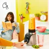Galda blenderis Tefal Blend Up BL190AF0 — 0,85 L bļoda, 1000 W, 6 asmeņu Powelix, impulsa režīms, ledus smalcināšana (Caurspīdīgs/Melns/Bēšs)