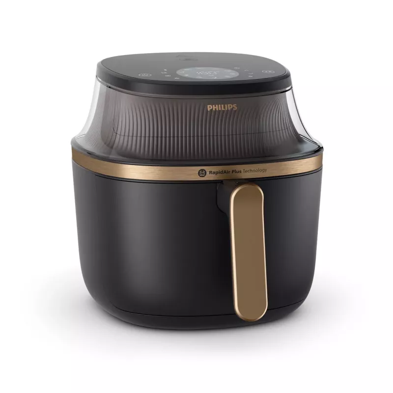 Karstā gaisa fritieris Philips 3000 sērija NA342/00 — 7.2 L, 2000 W, 16 programmas, skārienjutīga vadība, melns zelts