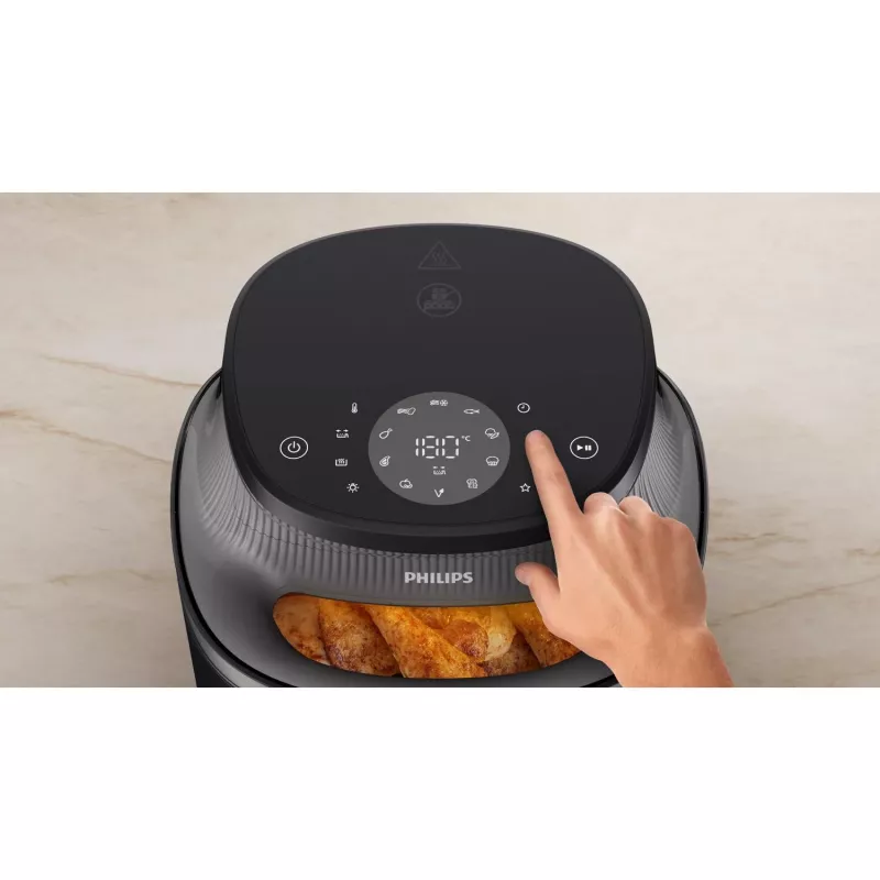 Karstā gaisa fritieris Philips 3000 sērija NA342/00 — 7.2 L, 2000 W, 16 programmas, skārienjutīga vadība, melns zelts
