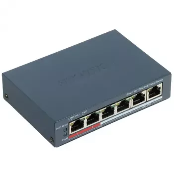 Tīkla komutators Hikvision DS-3E1106P-EI — 6 portu PoE Ethernet komutators, nepārvaldāms, 10/100 Mb/s