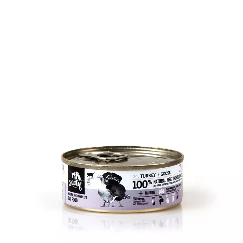 3coty mitrā barība pieaugušiem kaķiem ar tītaru un zosi, 80 g