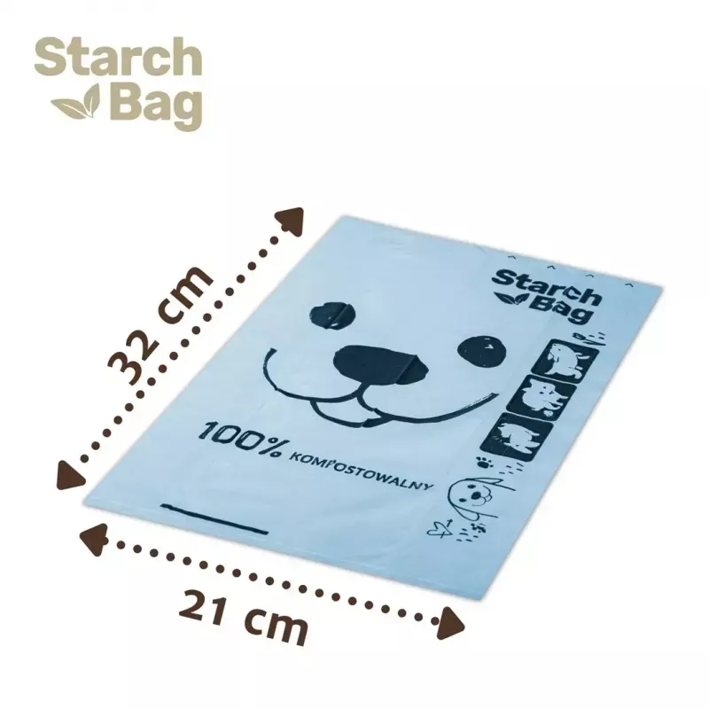 Kaku maisiņi Starch Bag STARCHBAG BIO melni 8×15 gab. kompostējami augu šķiedras maisiņi kaķu atkritumiem