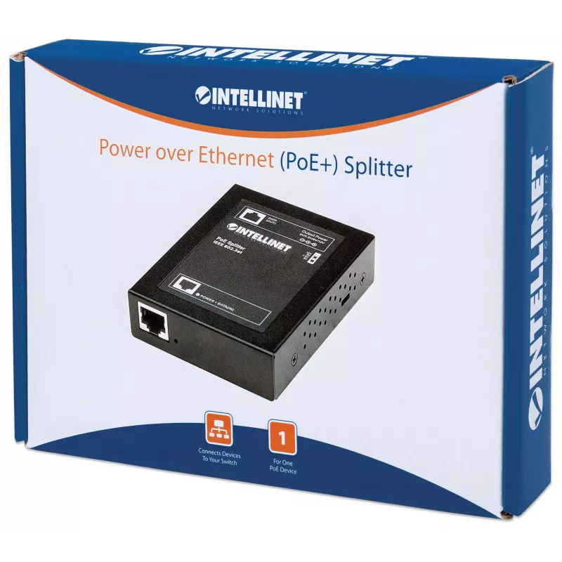 Intellinet Power over Ethernet (PoE+) sadalītājs, IEEE802.3at, 5, 7,5, 9 vai 12 V līdzstrāvas izejas spriegums
