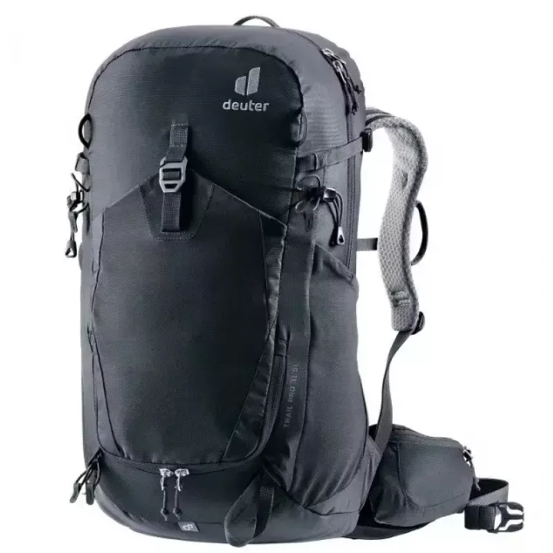 Mugursoma DEUTER Trail PRO 31 SL sievietēm — 31 L, viegla, izturīga, sieviešu piegriezums, melna