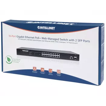 Pārvaldāms slēdzis Intellinet 16 portu Gigabit Ethernet PoE+