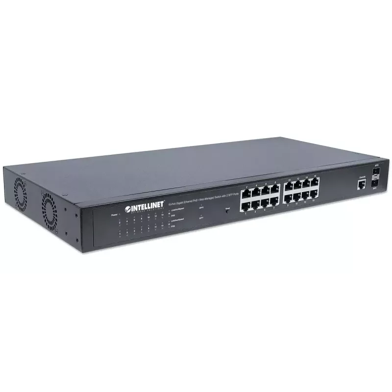Pārvaldāms slēdzis Intellinet 16 portu Gigabit Ethernet PoE+