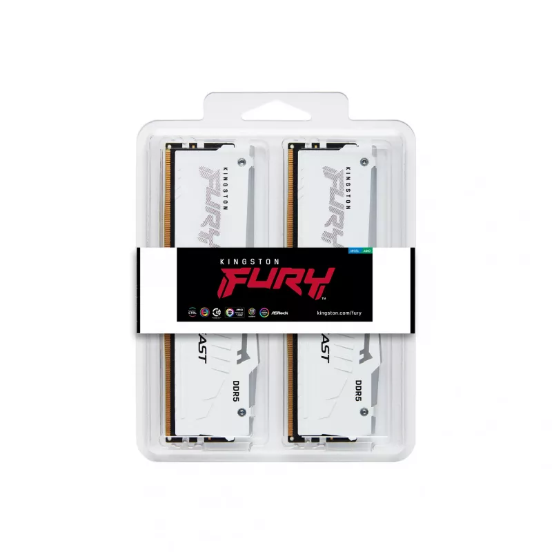 Kingston Technology FURY Beast 32GB 5600MT/s DDR5 CL40 DIMM (2 moduļu komplekts) Balts RGB XMP