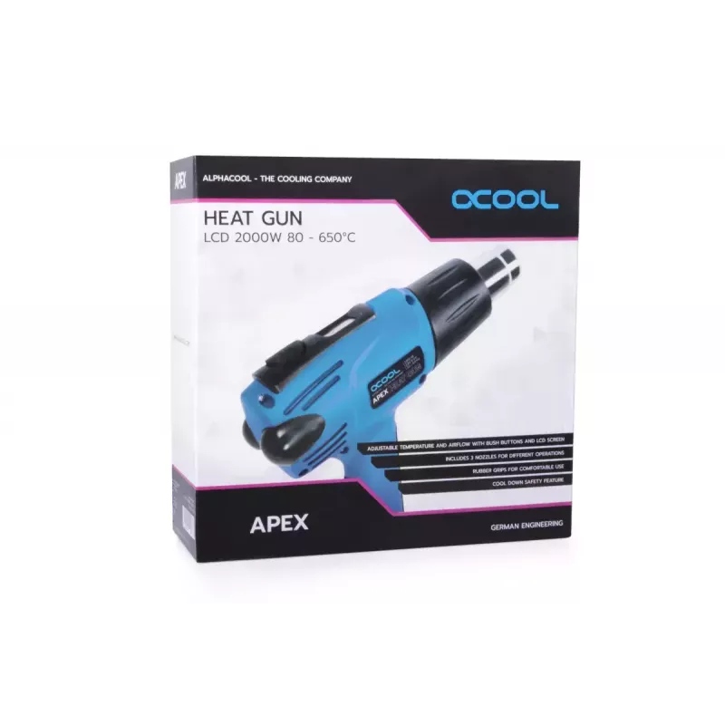 Karstā gaisa pistole Alphacool 10178 650 °C 2000 W Melna Zila