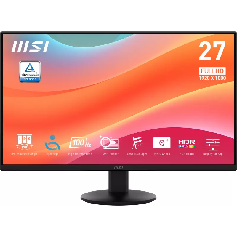 MSI Pro MP272L datora monitors 68.6 cm (27 collas) 1920 x 1080 pikseļi Full HD LED Melns