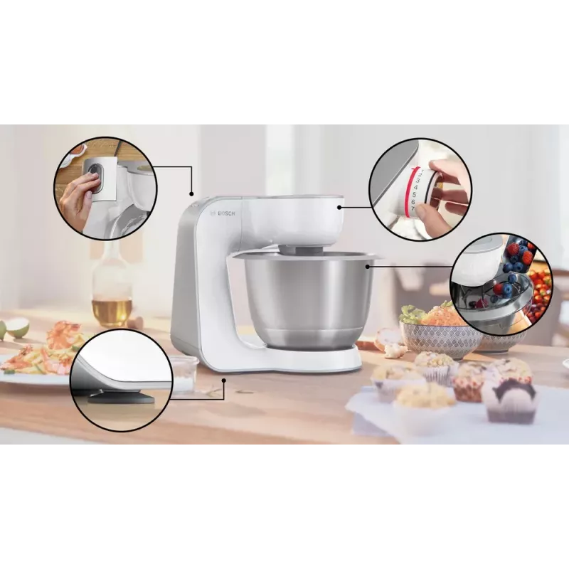 Virtuves kombains Bosch Serie 4 MUM58200 — 1000 W, 3,9 L nerūsējošā tērauda bļoda, balts