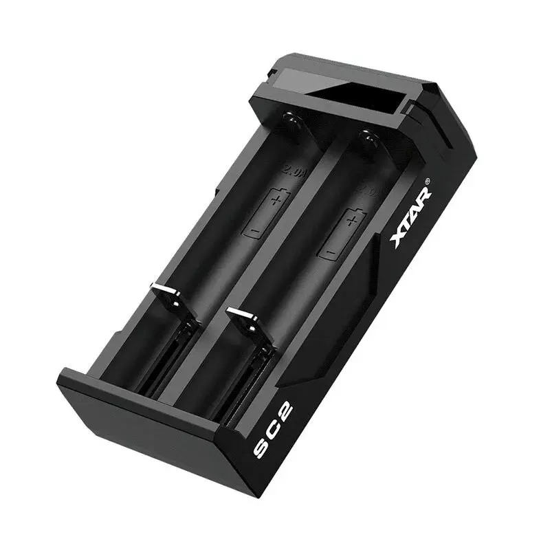 Baterijas lādētājs XTAR SC2 Li-ion 18650 USB-C 2 sloti, USB-C barošana, LED indikatori, melns