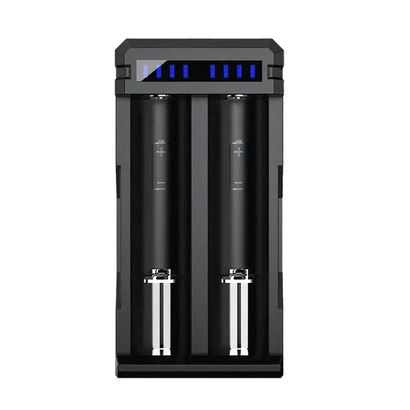 Baterijas lādētājs XTAR SC2 Li-ion 18650 USB-C 2 sloti, USB-C barošana, LED indikatori, melns