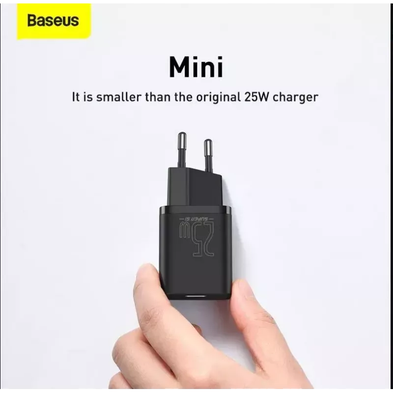 Iekštelpu lādētājs Baseus TZCCSUP-L01, USB-C 1 ports, 18 W, 100–240 V maiņstrāva, 1 m kabelis, melns