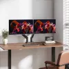 Manhattan TV un monitora stiprinājums uz galda, pilna kustību amplitūda ar atsperi, 2 ekrāni, 13–45 collas, melns