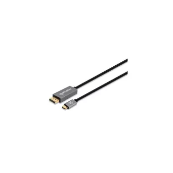 Manhattan USB-C uz DisplayPort 1.4 kabelis, 8K@60Hz, 3m, vīr. uz vīr., nav divvirzienu, melns, trīs gadu garantija