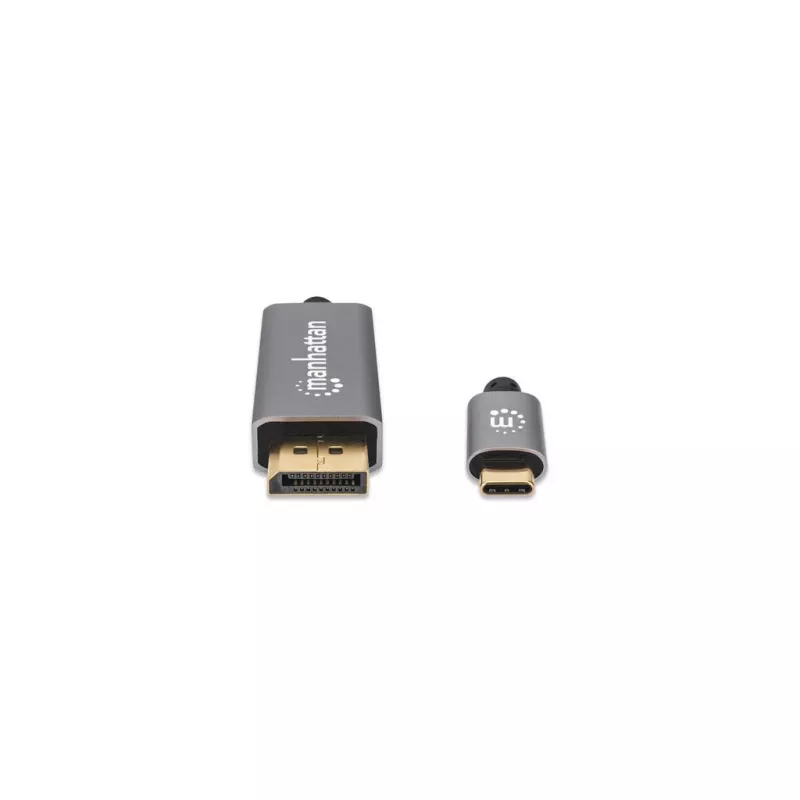 Manhattan USB-C uz DisplayPort 1.4 kabelis, 8K@60Hz, 3m, vīr. uz vīr., nav divvirzienu, melns, trīs gadu garantija