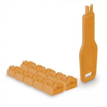 Port blocker Lindy RJ45 Port Locks oranža 10x + 1 Key