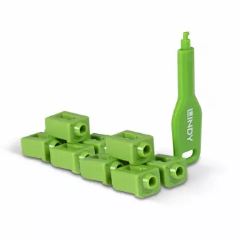 Portu bloķētāju komplekts Lindy SFP Port Locks zaļš 10 gab. + 1 atslēga, saderīgs ar SFP, 20×74.5×5.9 mm